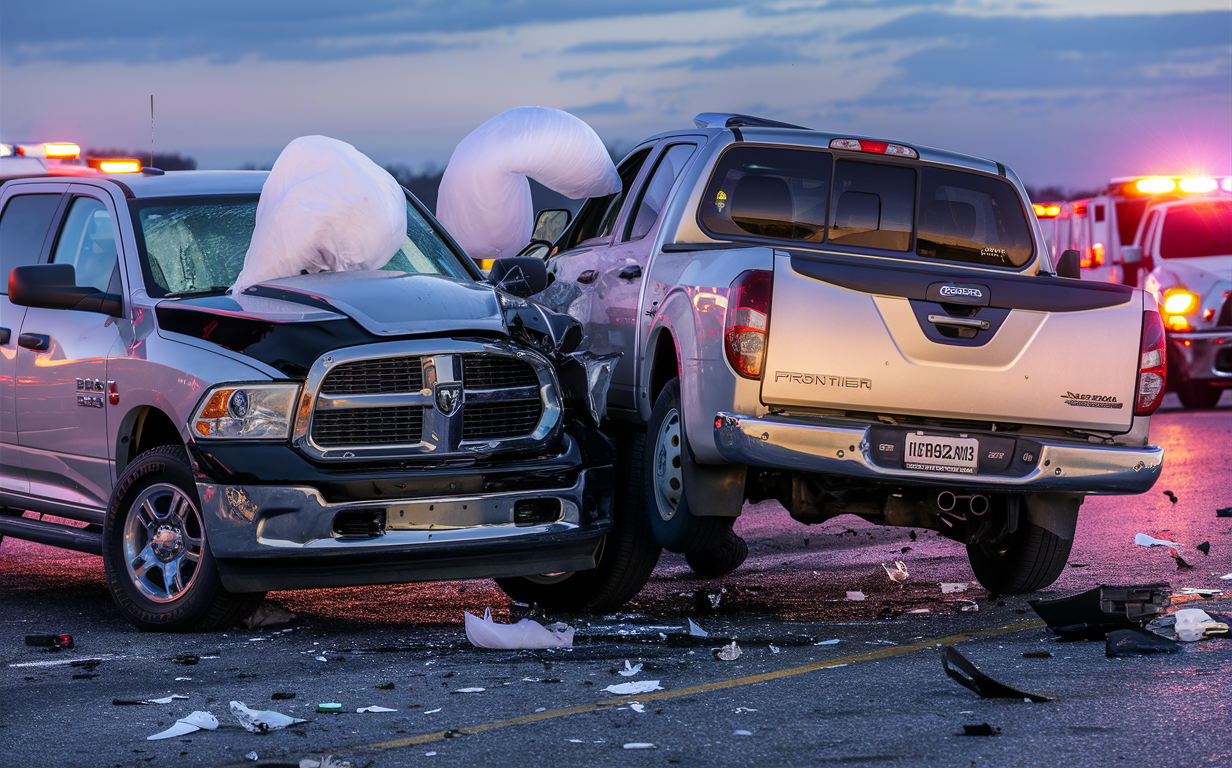 A Collision Between A Dodge Ram 3500 And A Nissan Frontier